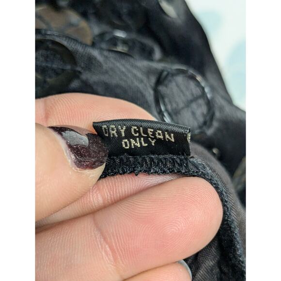 Anthropologie by Conditions Apply Black Dress Metal Beaded Silk Lined Small Flaw - Picture 9 of 10